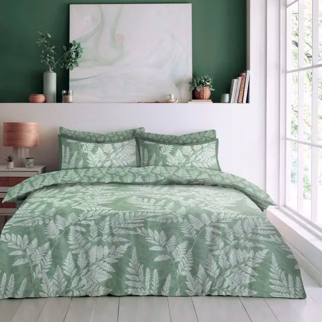 GAVENO CAVAILIA Single Fern Printed Floral Duvet Cover in Green and Multicolour