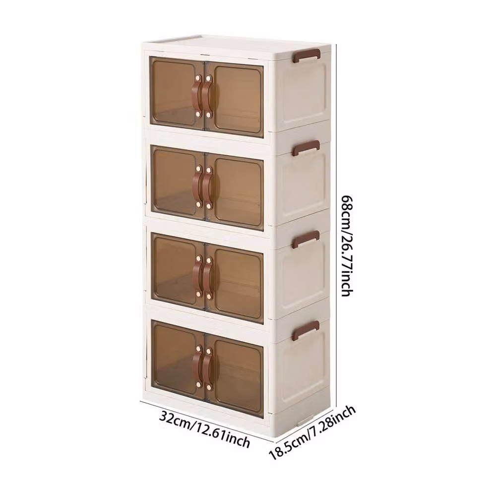 KORVIXA 4 Tier Plastic Desktop Organiser Box in White and Transparent, W/D/H: 32 x 18.5 x 68 cm – 2