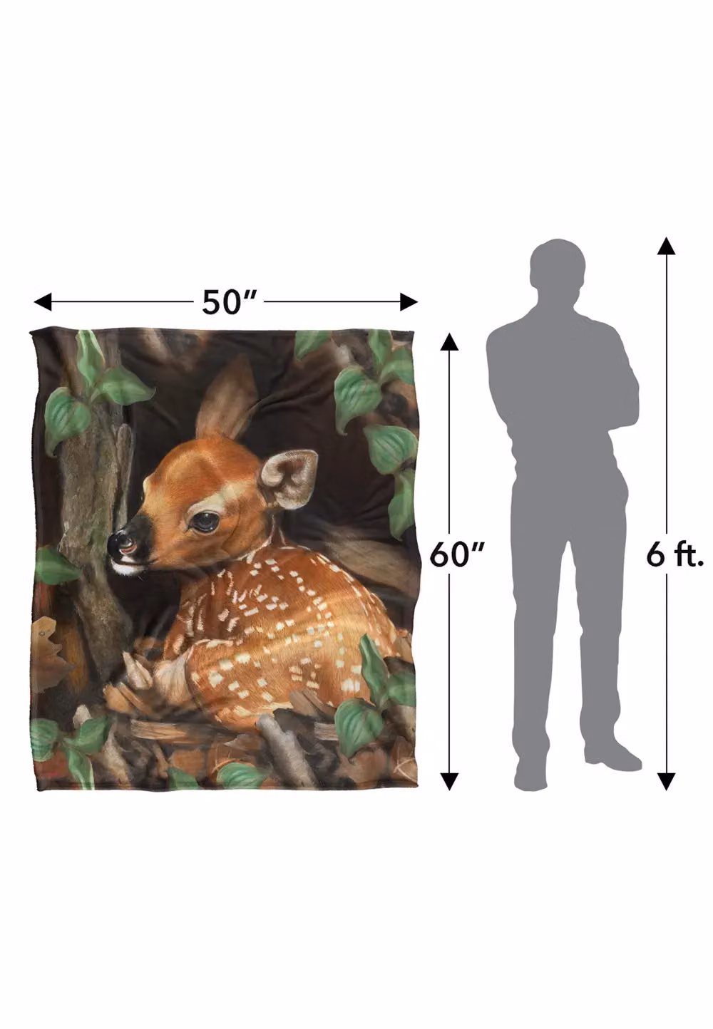 JQ Licensing Karen Latham Fawn Baby Deer Super Soft Microfibre Throw Blanket, White, W/D/H: 152 x 127 cm – 7
