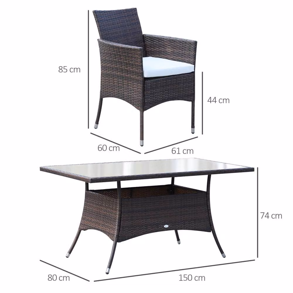 Wyld Haus Dine 6 Seater Outdoor Dining Set in Brown PE Rattan with Metal and Glass Details – 4
