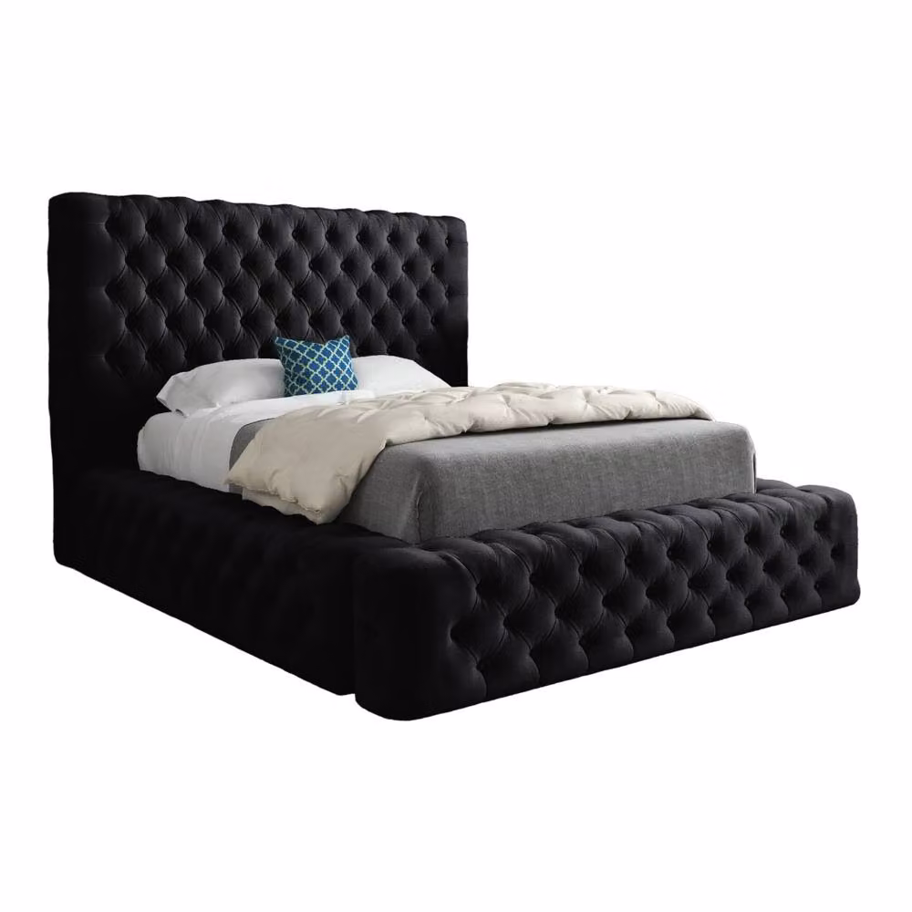 Casani Woolmer Chesterfield Upholstered Velvet Bed Frame in Black, W/D/H: 120 x 200 cm – 3