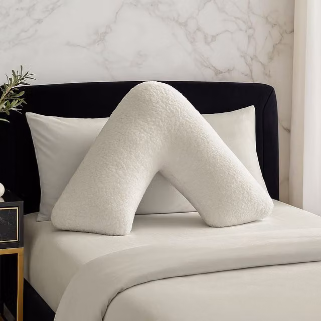 Snug City Home Sweet Home UK Teddy Fleece V Shaped Pillowcase in Beige – 1