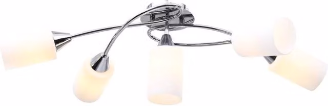 Berkfield Home Modern Cone Ceiling Lamp with White Ceramic Shades and Chrome Metal Accents for 5 x E14 Bulbs