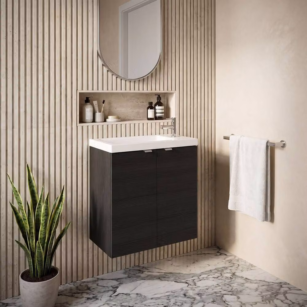 Balterley Alrewas Contemporary 2 Door Wall Hung Vanity Basin Unit, Black, W: 50 cm, D: 57.9 cm, H: 50 cm – 2