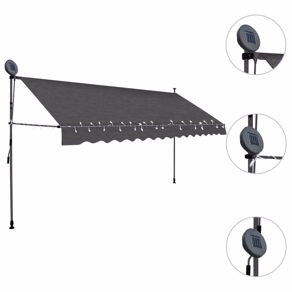 Berkfield Home Manual Retractable Awning with LED, Anthracite and Black, Width: 350 cm – 2