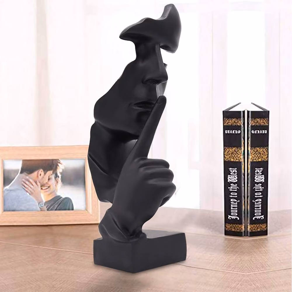 Huhote Black Resin Thinker Ponder Abstract Art Sculpture for Home or Office Desk Decor – 3
