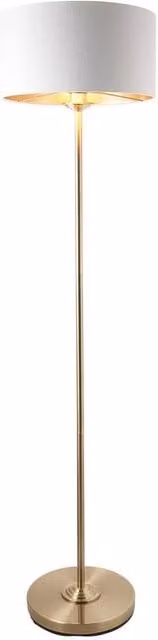 Netlighting Highclere Cylinder Floor Lamp Shade in Gold and White with Brass Plate, E27 – 1