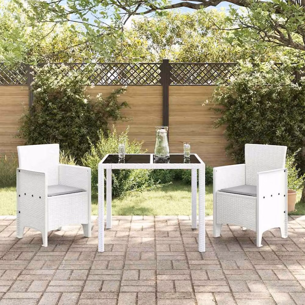 Berkfield Home Modern Garden Chair Set of 2 in White and Grey Plastic – 2