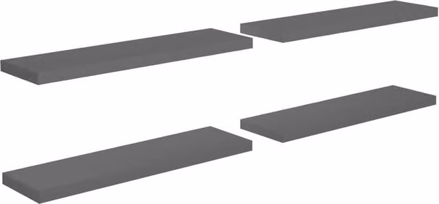 Berkfield Home Set of 4 Floating Wall Shelves in High Gloss Grey, W/D/H: 90 x 23.5 x 4 cm – 1