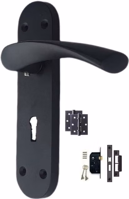Golden Grace Matt Black Chrome Plate Door Handle Set