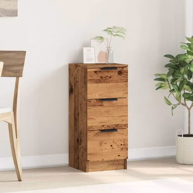 Berkfield Home Old Wood Sideboard in Brown, Engineered Wood, W/D/H: 30 x 30 x 70 cm – 1