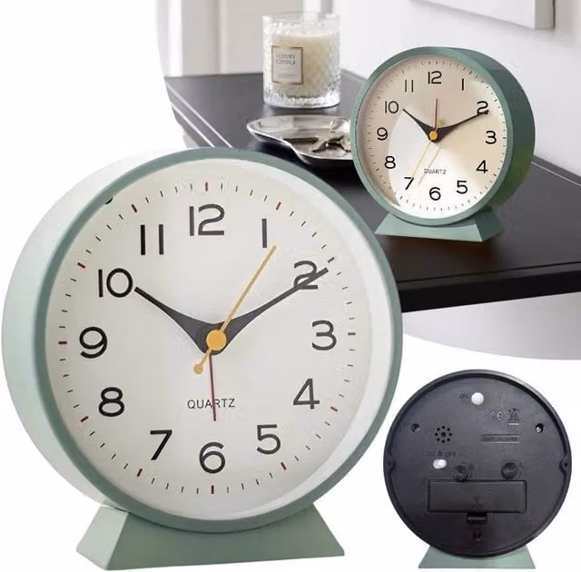 SPETLEK Retro Round Analogue Alarm Clock with Silent Quartz Movement in Green – 1