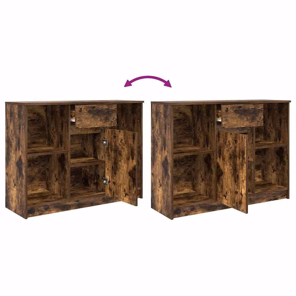 Berkfield Home Sideboard with Drawer in Smoked Oak Brown, W/D/H: 101 x 35 x 76 cm – 6