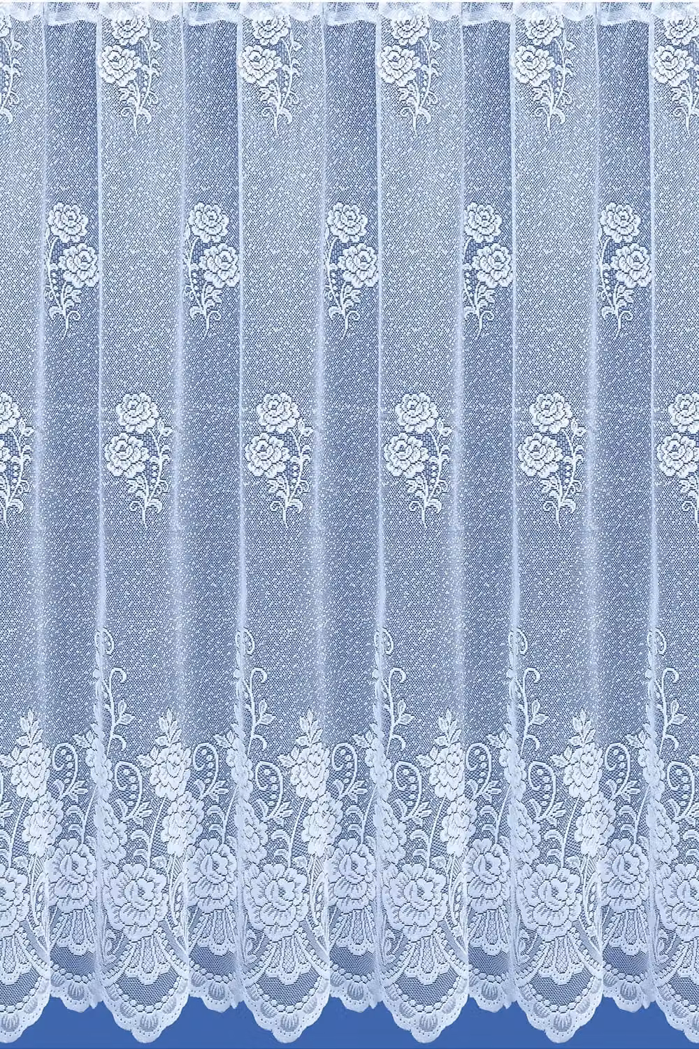 Tyrone Textiles Classic Floral White Sheer Net Curtain Fabric Panel, Width: 200 cm, Drop: 137 cm