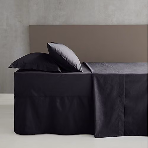 Catherine Lansfield Double Fitted Sheet Black Easy Iron Percale Combed Cotton, W/D/H: 140 x 200 x 25 cm – 2