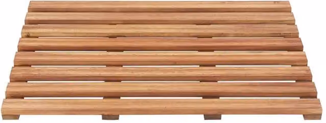 Berkfield Home Durable Acacia Wood Bath Mats, 2 Pack, Brown, W: 56 cm, D: 37 cm – 1