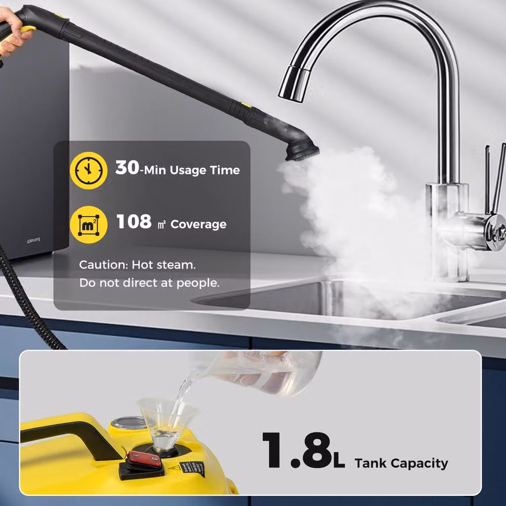 Costway 2000W High Pressure Steam Cleaner in Yellow – 4