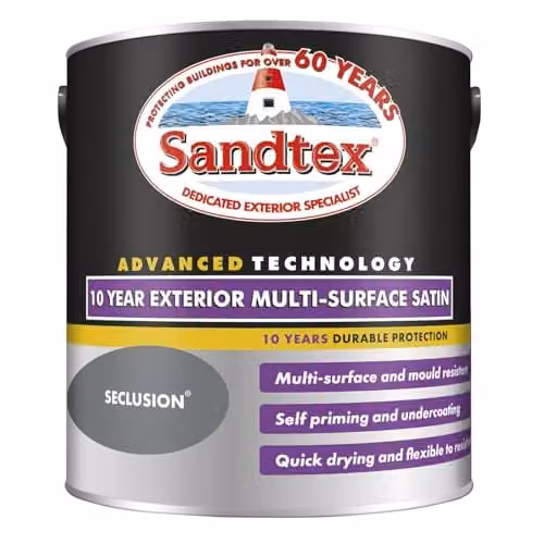 Sandtex 10 Year Multi Surface Satin Paint, Seclusion, 2.5 l
