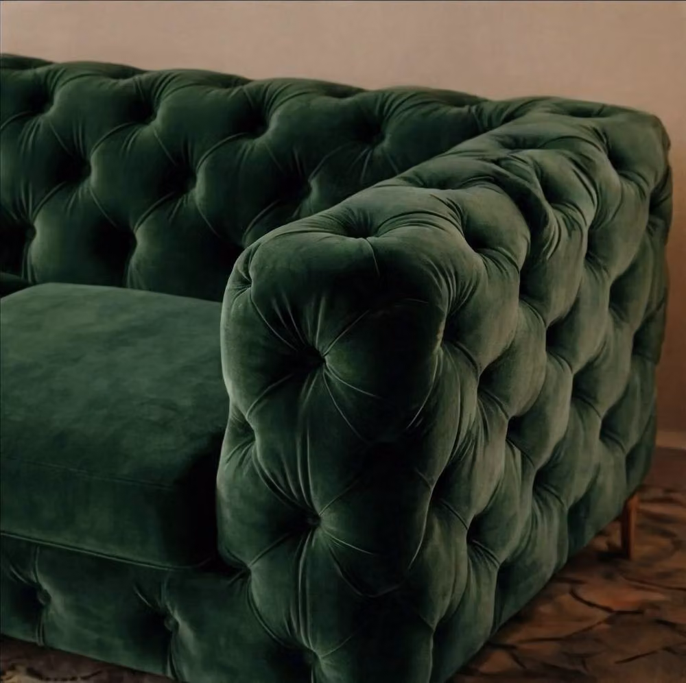 Sofaya Monaco Chesterfield 3 Seater L-Shaped Sofa in Green Velvet with Left Hand Chaise – 3