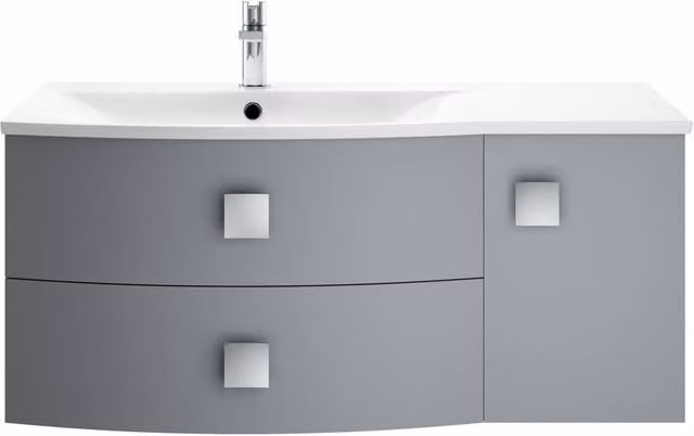 Balterley Gentleshaw Left-Hand 1 Door 2 Drawer Vanity Basin Unit in Matt Grey, Width: 100 cm – 1