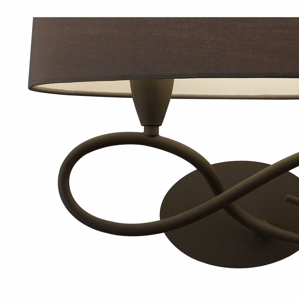 Netlighting Lua 2-Light Wall Lamp with Ash Grey Fabric Shades and E27 Sockets – 3