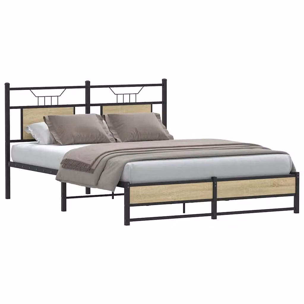 Berkfield Home Sonoma Oak Bed Frame in Brown, W/D/H: 137 x 190 cm – 2