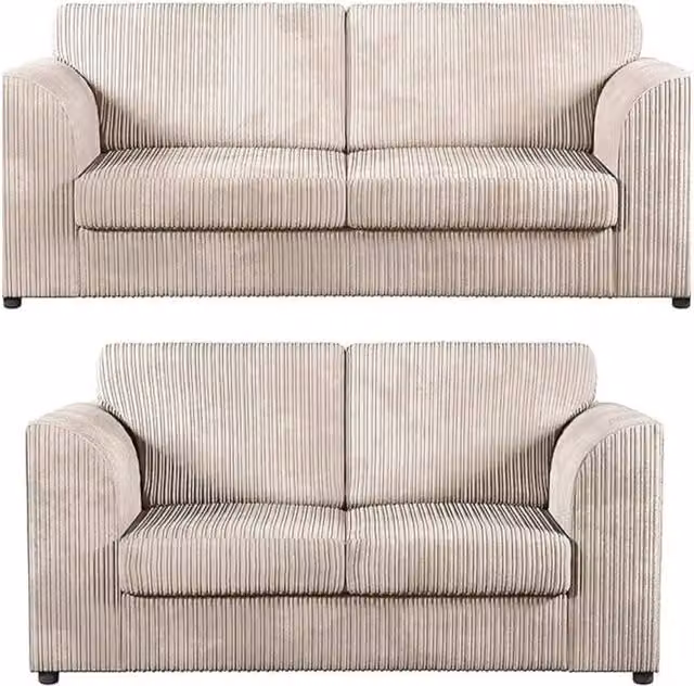 SOFASELECTION UK Jumbo Cord High Back 3+2 Seater Sofa Set in Beige