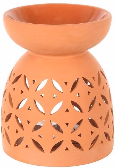 KDMD Giant Terracotta Oil Burner, Orange Ceramic Tabletop Tealight Holder – 1