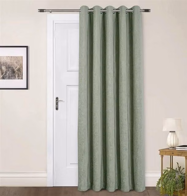 Sundour Amberley Green Chenille Eyelet Door Curtain, Width: 168 cm, Drop: 214 cm