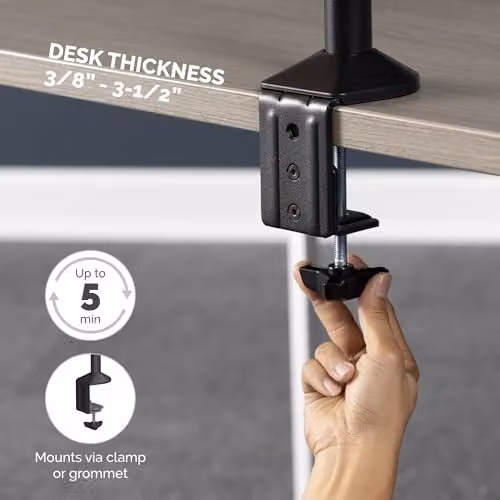 Fellowes Dual Monitor Arm Reflex Mount in Black for up to 30 inch Screens, VESA 75 x 75 mm and 100 x 100 mm – 5
