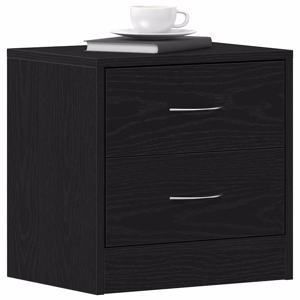Berkfield Home Set of 2 Modern Black Oak Bedside Cabinets, W/D/H: 40 x 30 x 40 cm – 3