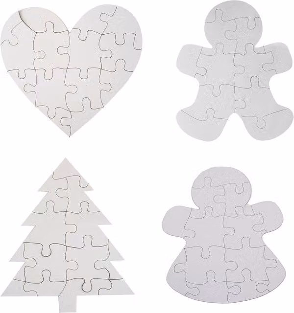 VFM e-Store Christmas Puzzle Painting Set in Assorted White Designs, W: 23.2 cm, H: 16.8 cm, D: 0.2 cm