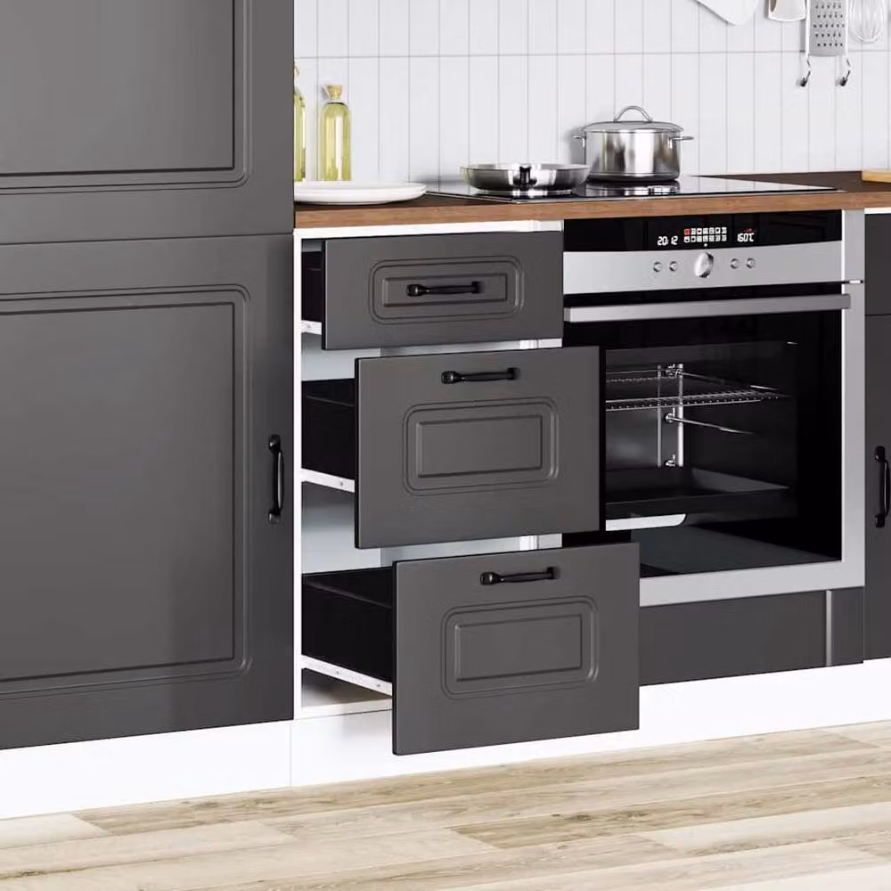 Berkfield Home Kalmar Black Matt Engineered Wood Kitchen Base Cabinet – 2