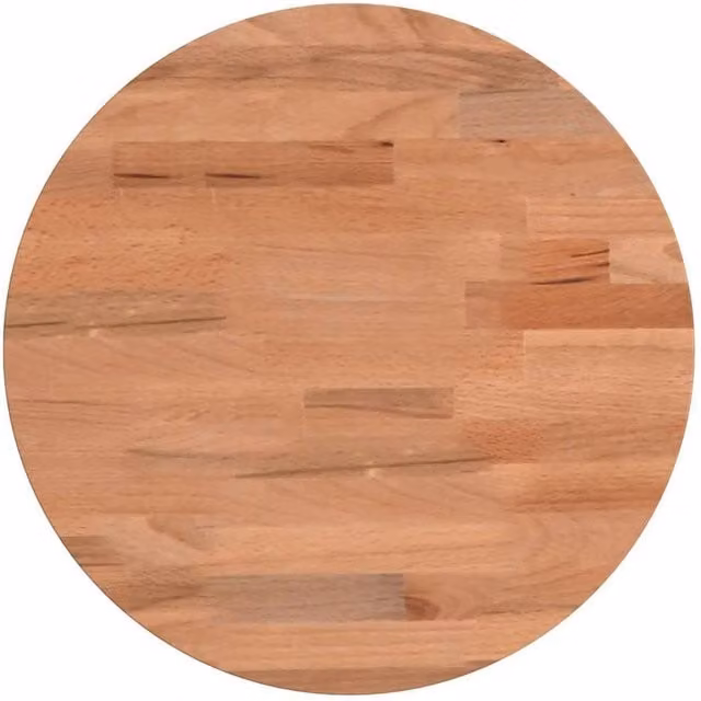 Berkfield Home Round Solid Wood Beech Table Top in Beige and Brown, Diameter: 30 cm, Height: 1.5 cm – 1