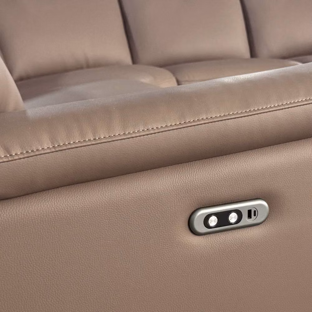 Aspire Marlowe Real Leather Power Recliner 2C2 Corner Sofa with USB Charging in Taupe – 3