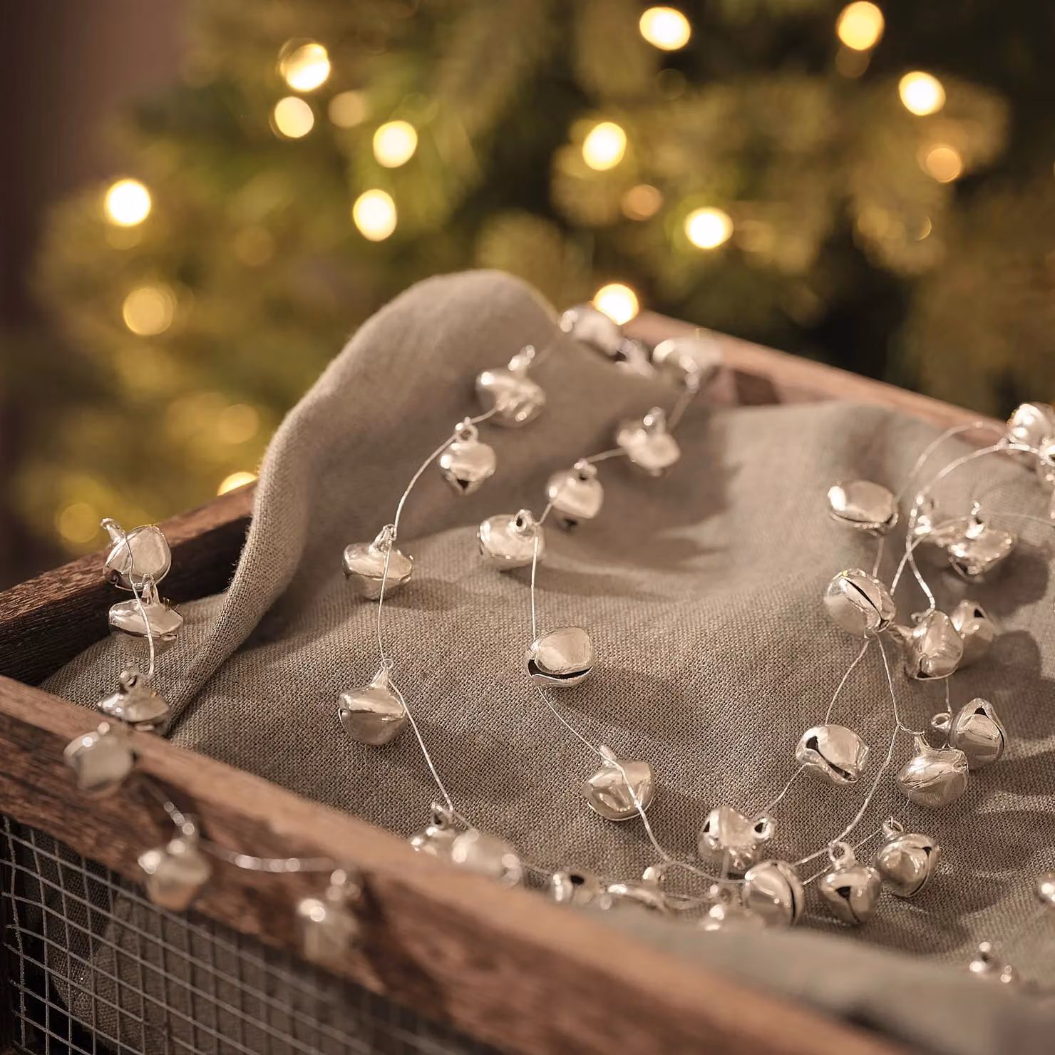 Silver Bell Christmas Garland 1.2m
