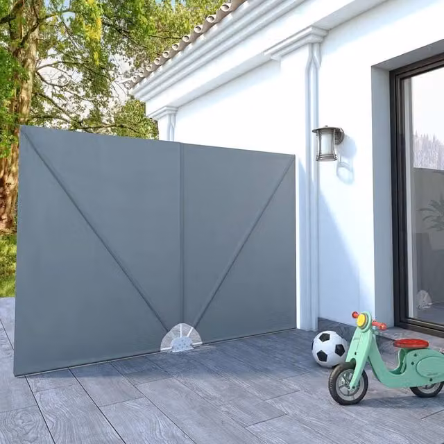 Berkfield Home Collapsible Grey Terrace Side Awning W/D/H: 240 x 160 cm – 1