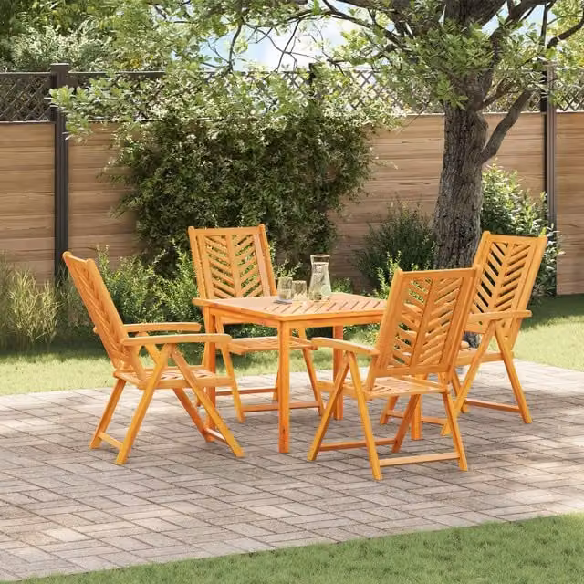 Berkfield Home 5 Piece Acacia Wood Garden Dining Set in Brown