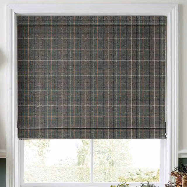 Laura Ashley Alfriston Made To Measure Blackout Roman Blind in Green Floral Fern Pattern