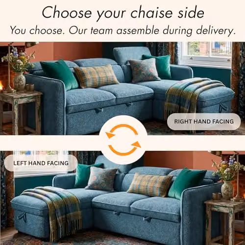Beehive Furniture Corfu Reversible L-Shape Corner Sofa Bed in Petrol Blue with Adjustable Headrest – 5
