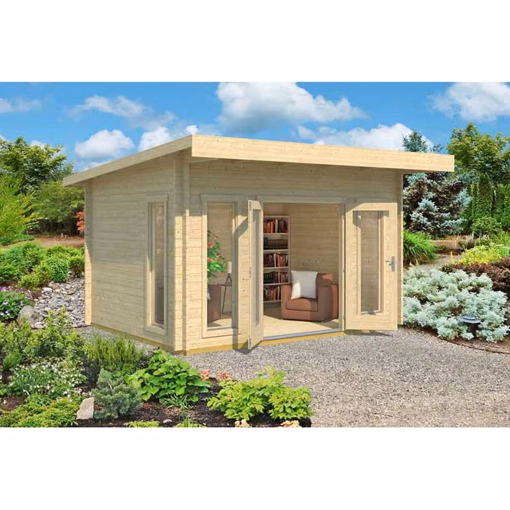 Lasita Maja Ltd Barbados 3-Log Cabin Garden Room and Home Office in Natural, W: 419 cm, D: 459 cm, H: 241.94 cm – 3
