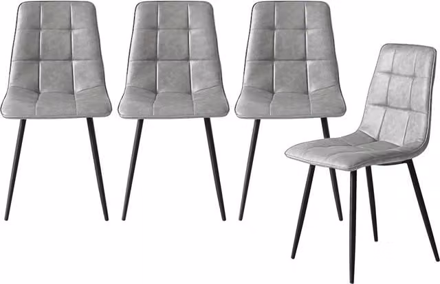 Levede Set of 4 Grey Faux Leather Modern Dining Chairs