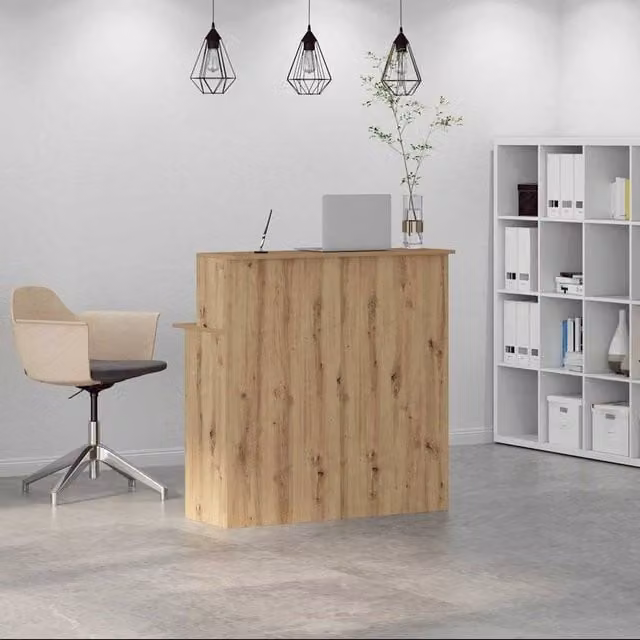Berkfield Home Artisan Oak Reception Desk in Brown, W: 100 cm, D: 50 cm, H: 103.5 cm