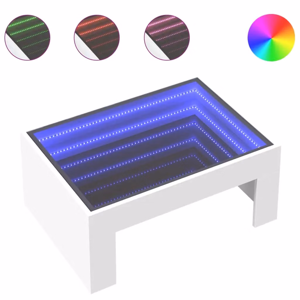 Berkfield Home Infinity LED Coffee Table in White, W/D/H: 70 x 50 x 30 cm – 2