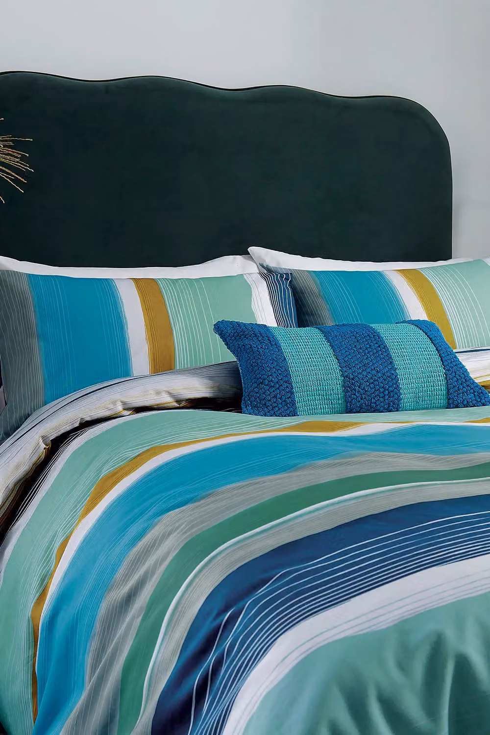 Helena Springfield Carrie Reversible Striped Cotton Duvet Cover and Pillowcase Set, Blue and Multicolour, W: 200 cm x D: 200 cm – 2