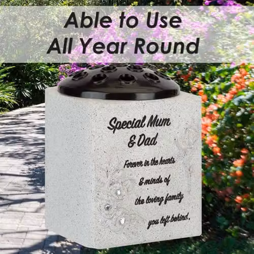 VFM e-Store Memorial Flower Pot Ornament, Grey, W/D/H: 14 x 13.5 x 13.5 cm – 4