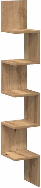 Berkfield Home Artisan Oak Wall Corner Shelf, Brown, W/D/H: 20 x 20 x 127.5 cm