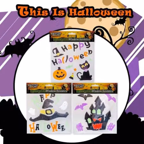 VFM e-Store Halloween Gel Window Stickers, Multicolour, 3 Pack – 7
