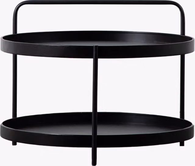 Perch & Parrow Minimalist Round Metal Serving Tiers Coffee Table in Black and Gold