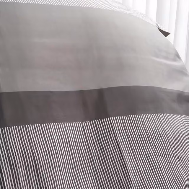 OHS Modern Striped Duvet Cover Set in Grey